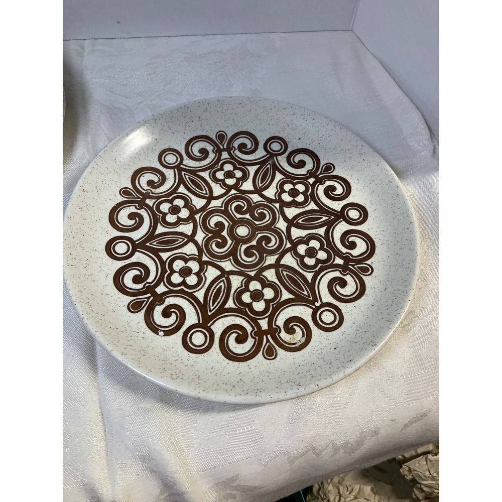 Biltons Staffordshire England Ironstone Dinner Plates Brown Floral‎ Vintage (4)